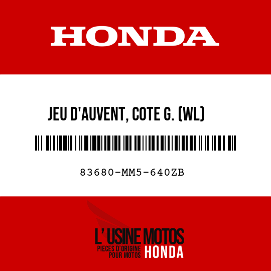 image de 83680-MM5-640ZB JEU D'AUVENT, COTE G. (WL) NH193P/TYPE7 