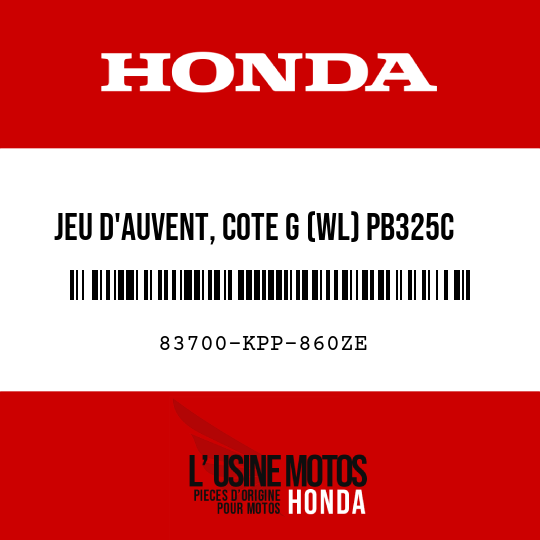 image de 83700-KPP-860ZE JEU D'AUVENT, COTE G (WL) PB325C 