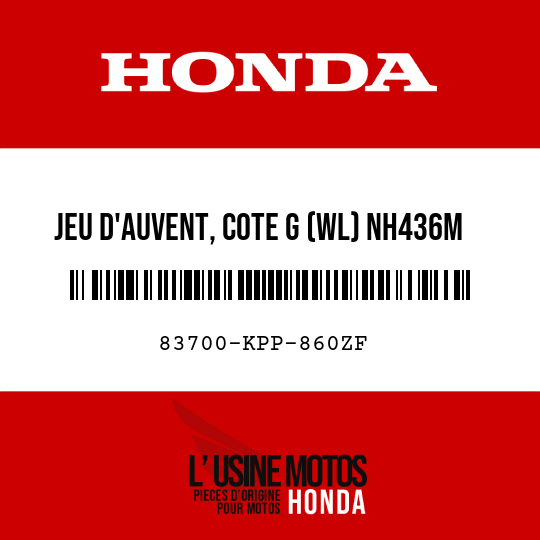 image de 83700-KPP-860ZF JEU D'AUVENT, COTE G (WL) NH436M 