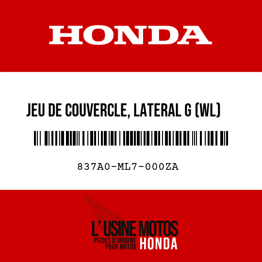 image de 837A0-ML7-000ZA JEU DE COUVERCLE, LATERAL G (WL) NH139PA 