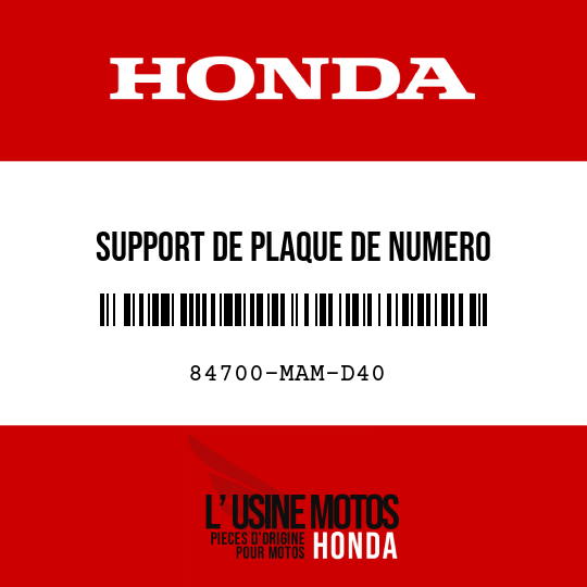 image de 84700-MAM-D40 SUPPORT DE PLAQUE DE NUMERO