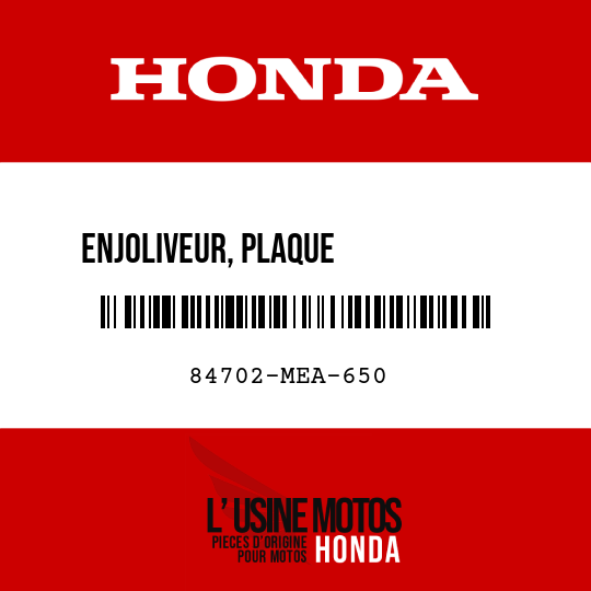 image de 84702-MEA-650 ENJOLIVEUR, PLAQUE            D'IMMATRICULATION