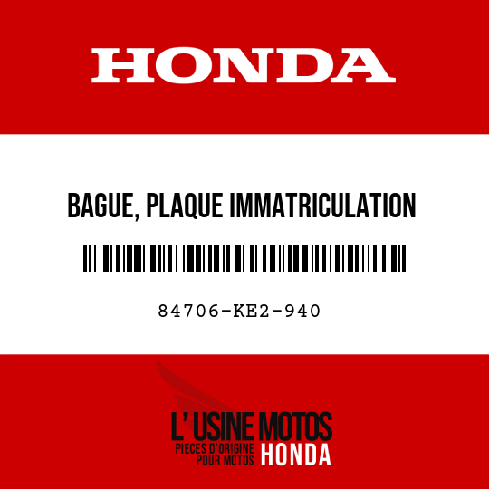 image de 84706-KE2-940 BAGUE, PLAQUE IMMATRICULATION