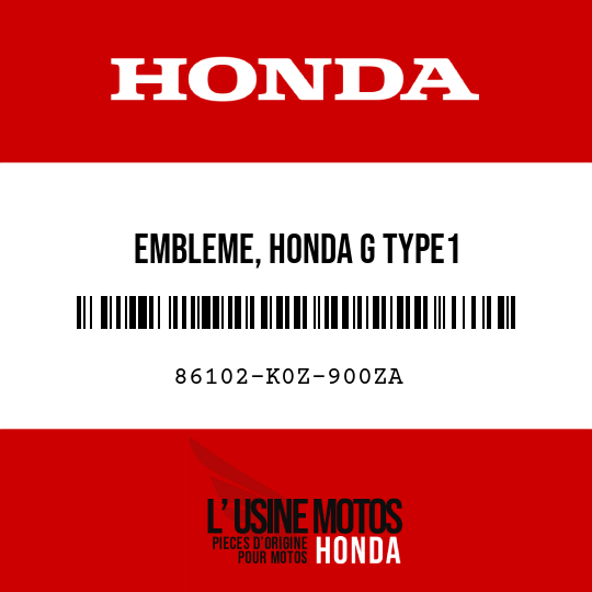 image de 86102-K0Z-900ZA EMBLEME, HONDA G TYPE1