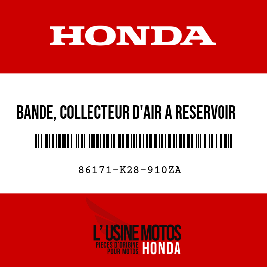 image de 86171-K28-910ZA BANDE, COLLECTEUR D'AIR A RESERVOIR D. TYPE1
