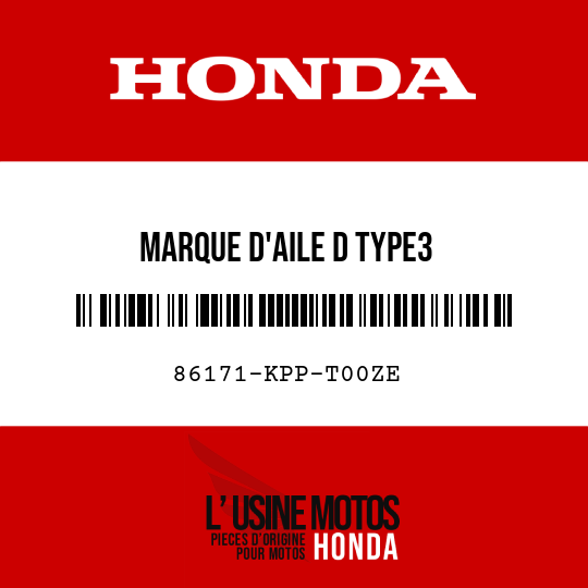 image de 86171-KPP-T00ZE MARQUE D'AILE D TYPE3