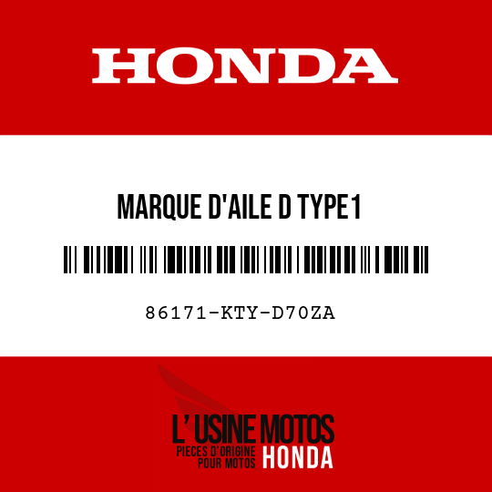 image de 86171-KTY-D70ZA MARQUE D'AILE D TYPE1