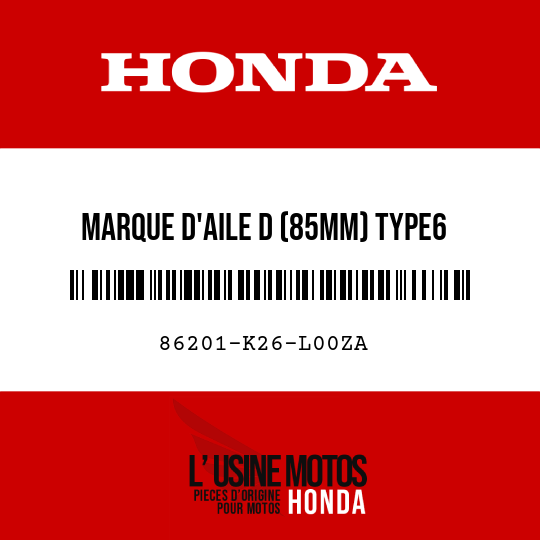 image de 86201-K26-L00ZA MARQUE D'AILE D (85MM) TYPE6