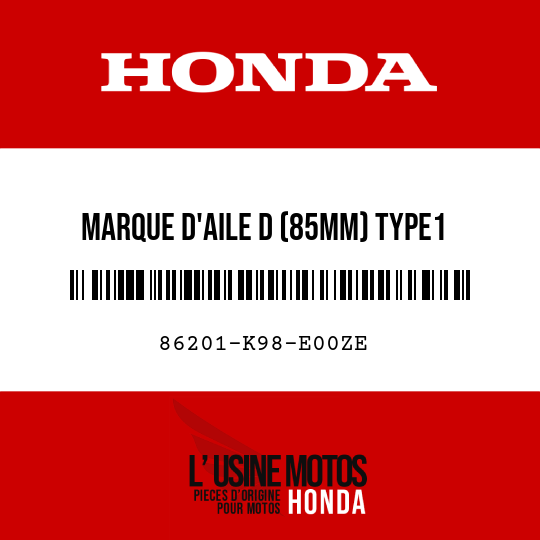 image de 86201-K98-E00ZE MARQUE D'AILE D (85MM) TYPE1