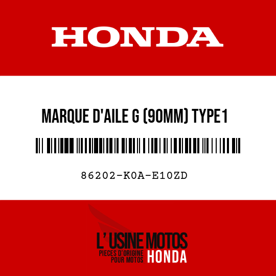 image de 86202-K0A-E10ZD MARQUE D'AILE G (90MM) TYPE1