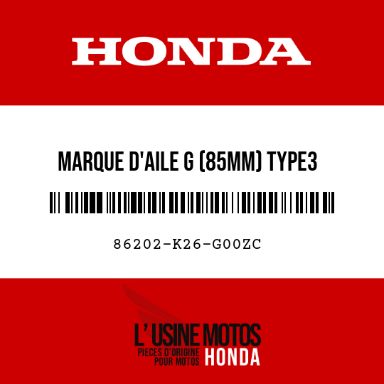 image de 86202-K26-G00ZC MARQUE D'AILE G (85MM) TYPE3