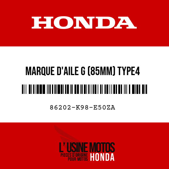 image de 86202-K98-E50ZA MARQUE D'AILE G (85MM) TYPE4
