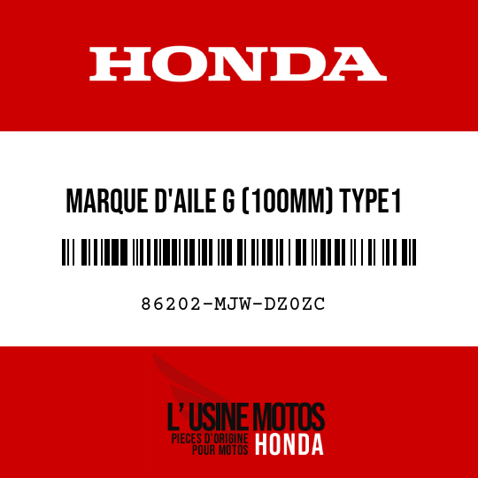 image de 86202-MJW-DZ0ZC MARQUE D'AILE G (100MM) TYPE1