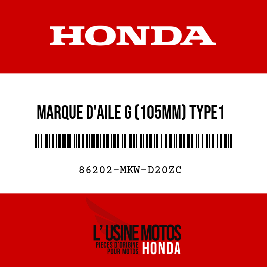 image de 86202-MKW-D20ZC MARQUE D'AILE G (105MM) TYPE1