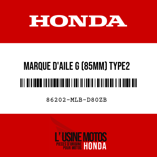 image de 86202-MLB-D80ZB MARQUE D'AILE G (85MM) TYPE2