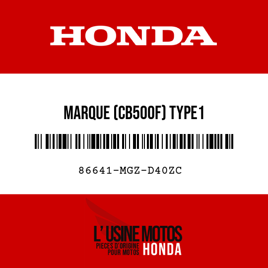 image de 86641-MGZ-D40ZC MARQUE (CB500F) TYPE1