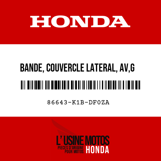 image de 86643-K1B-DF0ZA BANDE, COUVERCLE LATERAL, AV,G TYPE1