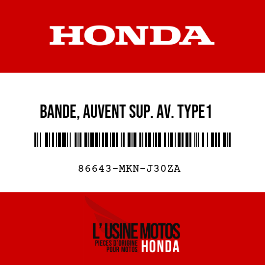image de 86643-MKN-J30ZA BANDE, AUVENT SUP. AV. TYPE1