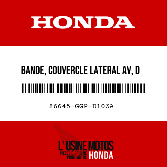 image de 86645-GGP-D10ZA BANDE, COUVERCLE LATERAL AV, D TYPE1