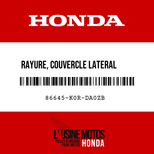 image de 86645-K0R-DA0ZB RAYURE, COUVERCLE LATERAL     PLANCHER D TYPE1