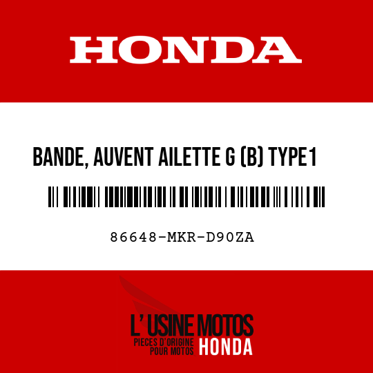 image de 86648-MKR-D90ZA BANDE, AUVENT AILETTE G (B) TYPE1