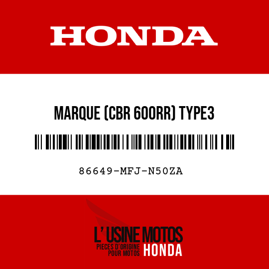 image de 86649-MFJ-N50ZA MARQUE (CBR 600RR) TYPE3