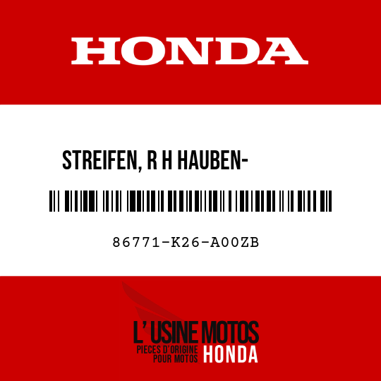image de 86771-K26-A00ZB STREIFEN, R H HAUBEN-       VERKLEIDUNG TYPE2 (TYPE2 )