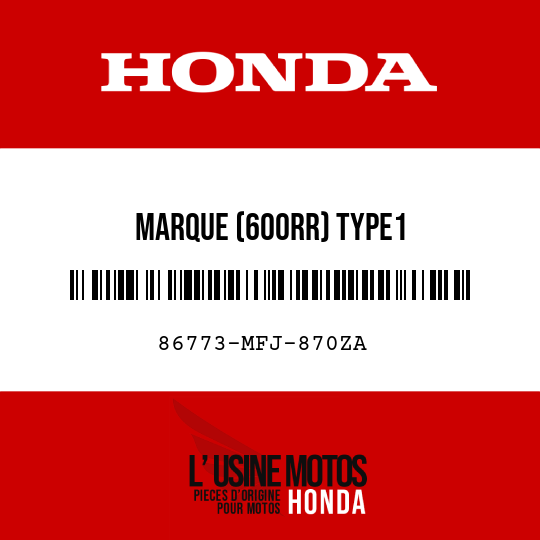 image de 86773-MFJ-870ZA MARQUE (600RR) TYPE1