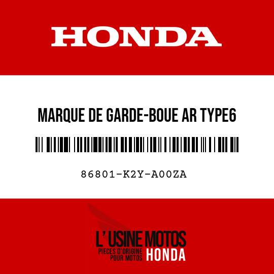 image de 86801-K2Y-A00ZA MARQUE DE GARDE-BOUE AR TYPE6