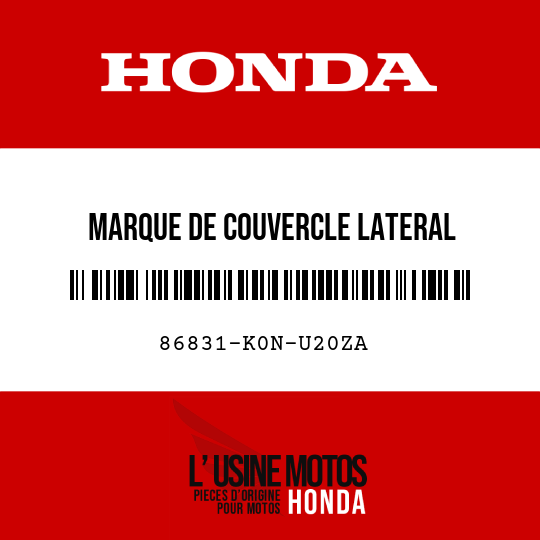 image de 86831-K0N-U20ZA MARQUE DE COUVERCLE LATERAL (CB125F) TYPE1