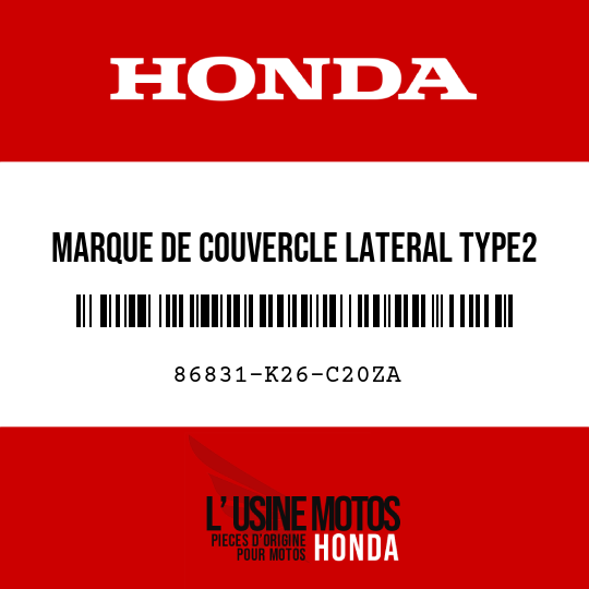 image de 86831-K26-C20ZA MARQUE DE COUVERCLE LATERAL TYPE2