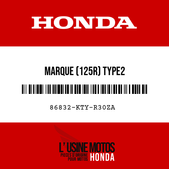 image de 86832-KTY-R30ZA MARQUE (125R) TYPE2