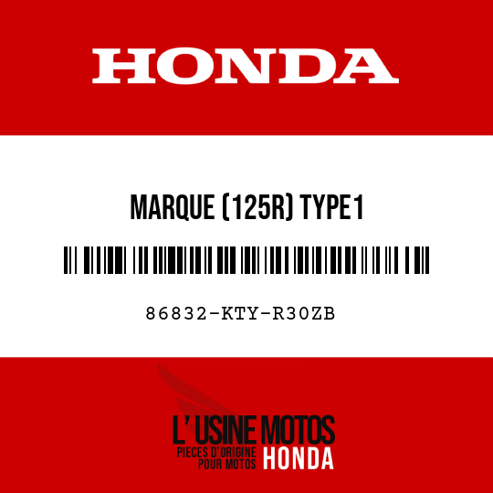 image de 86832-KTY-R30ZB MARQUE (125R) TYPE1