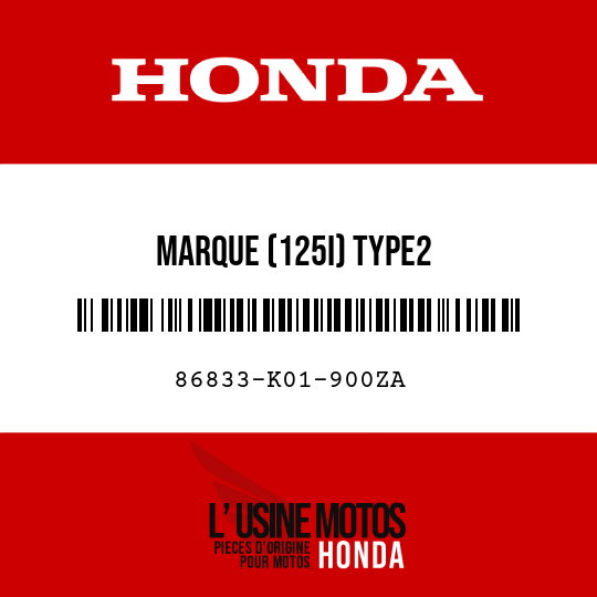 image de 86833-K01-900ZA MARQUE (125I) TYPE2