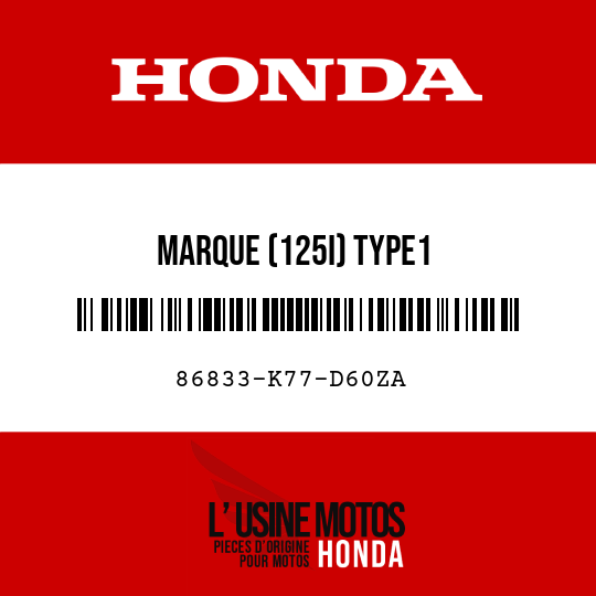 image de 86833-K77-D60ZA MARQUE (125I) TYPE1