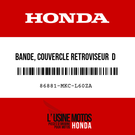 image de 86881-MKC-L60ZA BANDE, COUVERCLE RETROVISEUR  D TYPE1