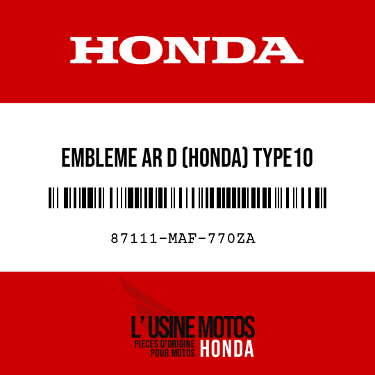 image de 87111-MAF-770ZA EMBLEME AR D (HONDA) TYPE10 