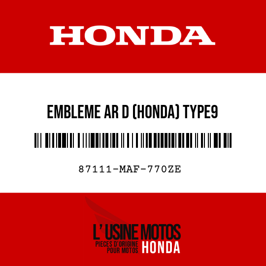 image de 87111-MAF-770ZE EMBLEME AR D (HONDA) TYPE9 
