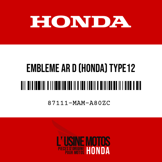 image de 87111-MAM-A80ZC EMBLEME AR D (HONDA) TYPE12 