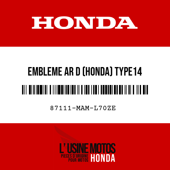 image de 87111-MAM-L70ZE EMBLEME AR D (HONDA) TYPE14 