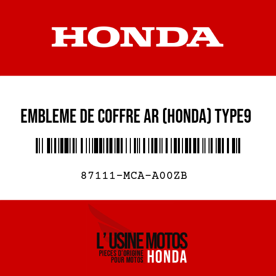 image de 87111-MCA-A00ZB EMBLEME DE COFFRE AR (HONDA) TYPE9 
