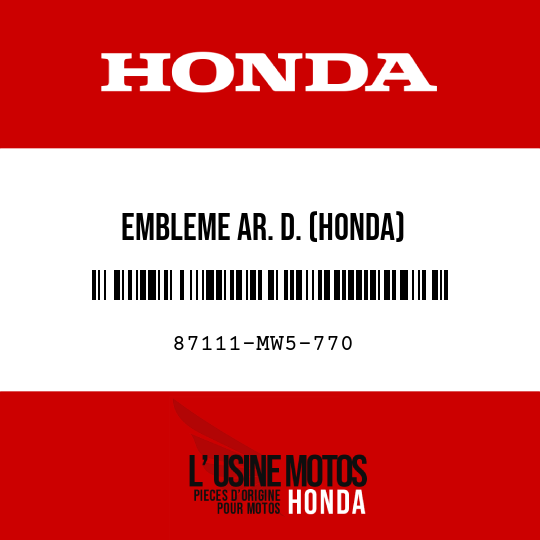 image de 87111-MW5-770 EMBLEME AR. D. (HONDA)