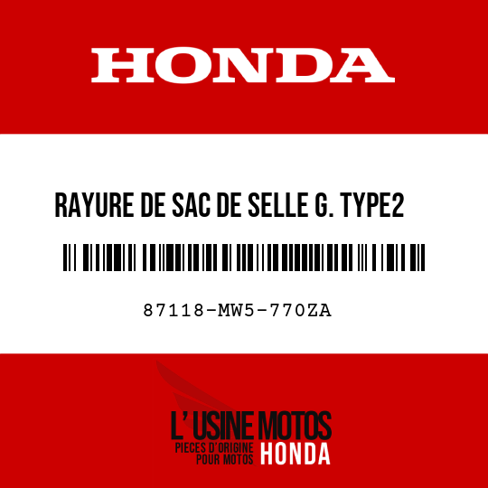 image de 87118-MW5-770ZA RAYURE DE SAC DE SELLE G. TYPE2 