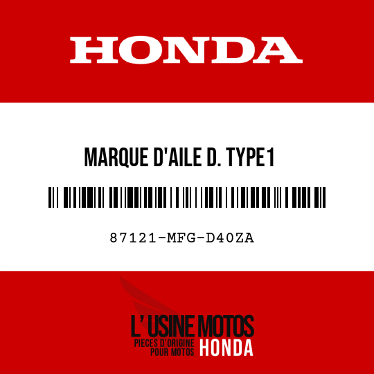 image de 87121-MFG-D40ZA MARQUE D'AILE D. TYPE1