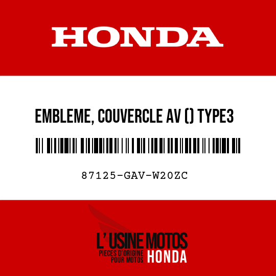 image de 87125-GAV-W20ZC EMBLEME, COUVERCLE AV () TYPE3