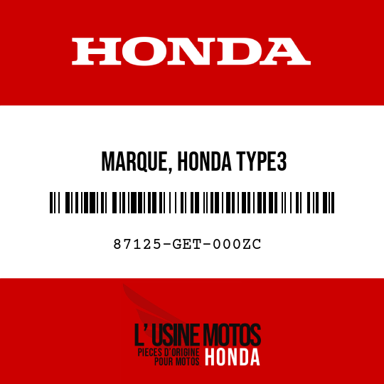 image de 87125-GET-000ZC MARQUE, HONDA TYPE3 