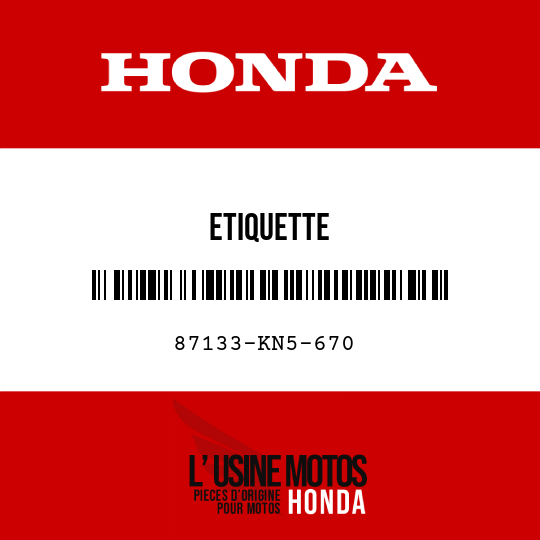 image de 87133-KN5-670 ETIQUETTE