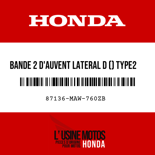 image de 87136-MAW-760ZB BANDE 2 D'AUVENT LATERAL D () TYPE2