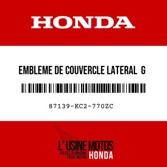image de 87139-KC2-770ZC EMBLEME DE COUVERCLE LATERAL G TYPE3