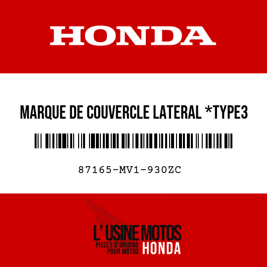 image de 87165-MV1-930ZC MARQUE DE COUVERCLE LATERAL *TYPE3 *